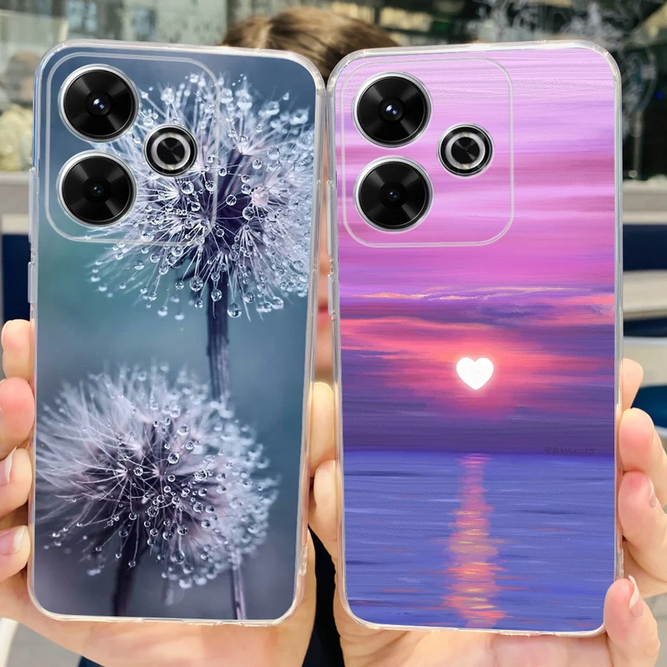 For Xiaomi Redmi 13 Case Colorful Flowers Painted Cover 6.79\'\' Clear Silicone Phone Case For Xiaomi Redmi 13 Redmi13 Soft Fundas