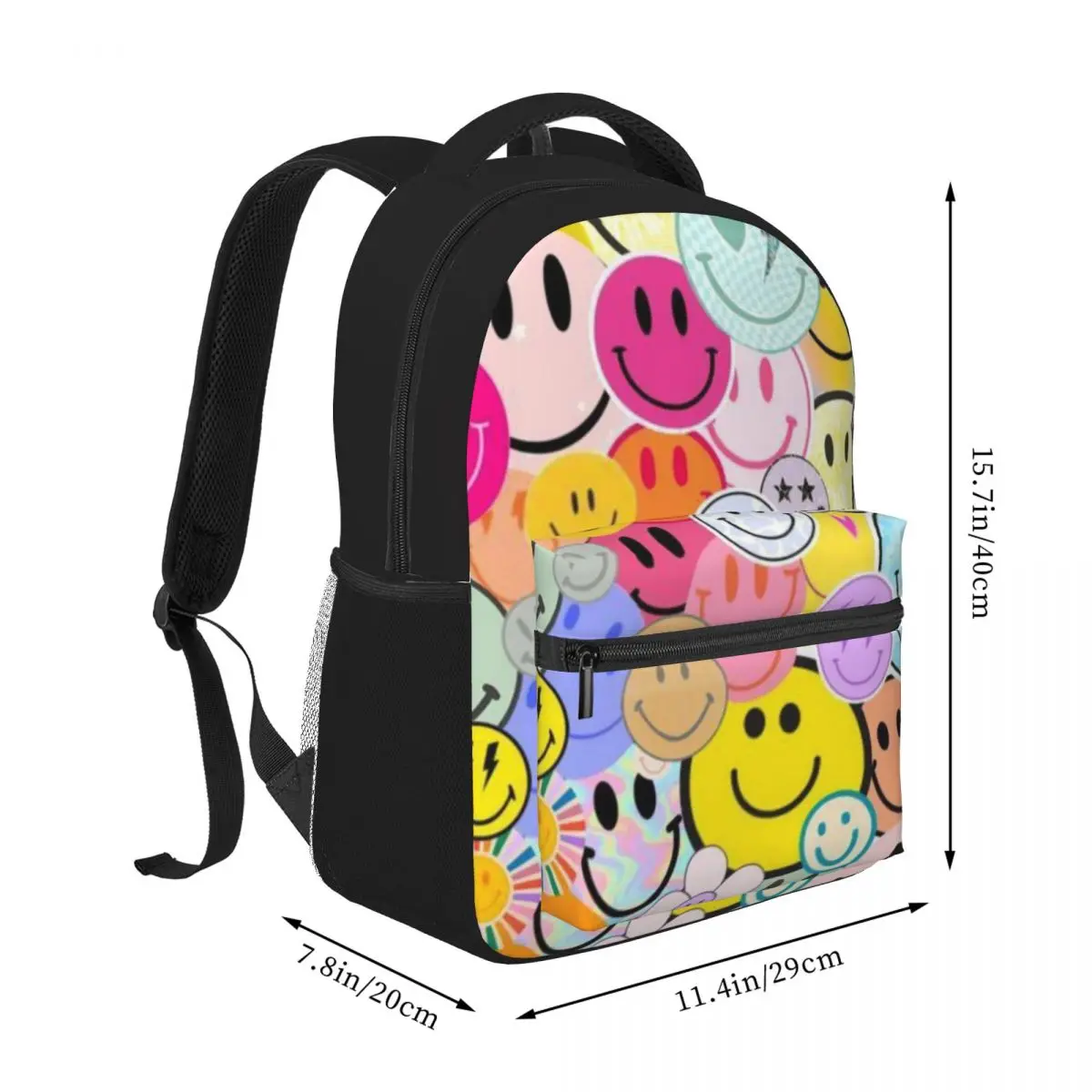 Mochila versátil com rosto sorridente, grande capacidade, à prova d'água, lavável, bolsa para computador, Unise