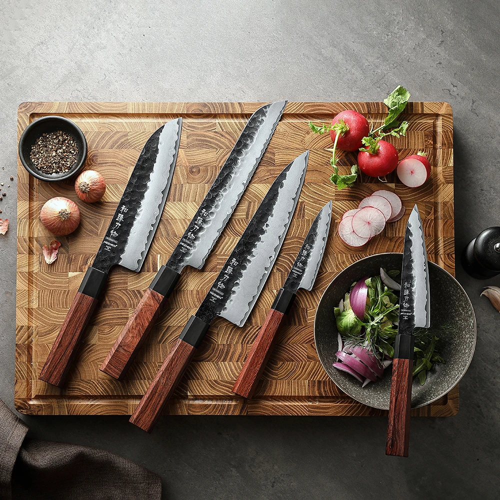 HEZHEN 1-5PC Kitchen Knife Set Chef Utility Stainless Steel 3 Layers Composite Steel Kitchen Accessories Knives
