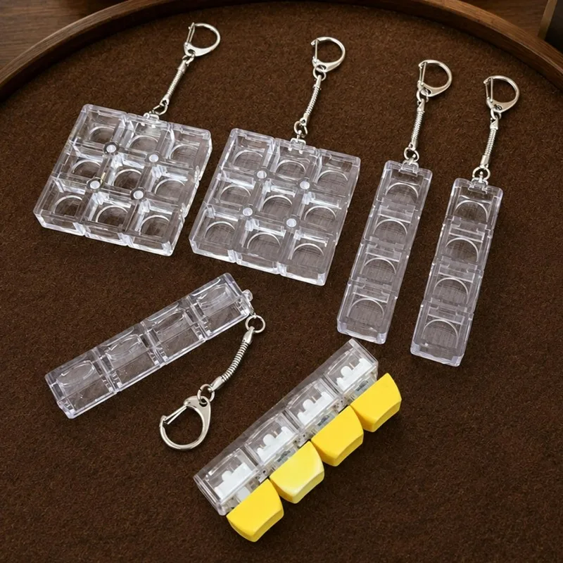 1/2Pcs Blank Mechanical Keyboards for Keycap Button Fidget Pendants Switch Tester Mechanical Keycap Button Fidget Key Ring
