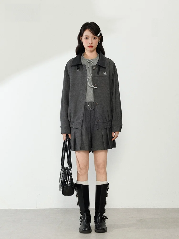 

Оригинальная белая маленькая фантастика Miu Sle, винтажная одежда в консервативном стиле с воротником, ленивая свободная рабочая одежда, женская весенне-осенняя одежда