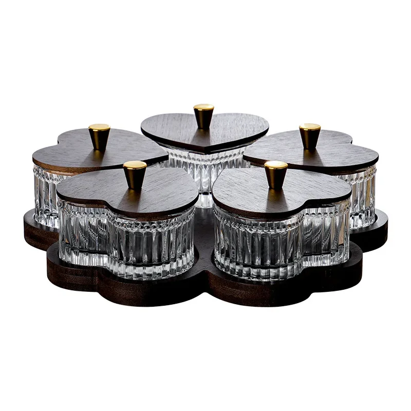 North American Black Walnut Fruit Plate Snack Plate Household Grid Creative Love Dried Fruit Plate Dim Sum Sugar Glass