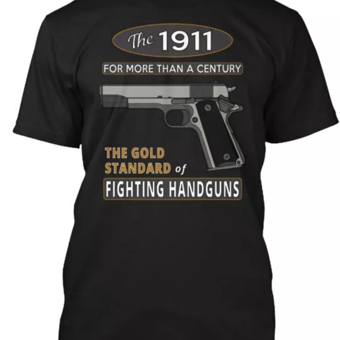 Allseason Apparel Men's 1911 Fighting Handguns T-Shirt Vintage Gun Design White 1911 Pistol Print Premium Cotton Short Sleeve