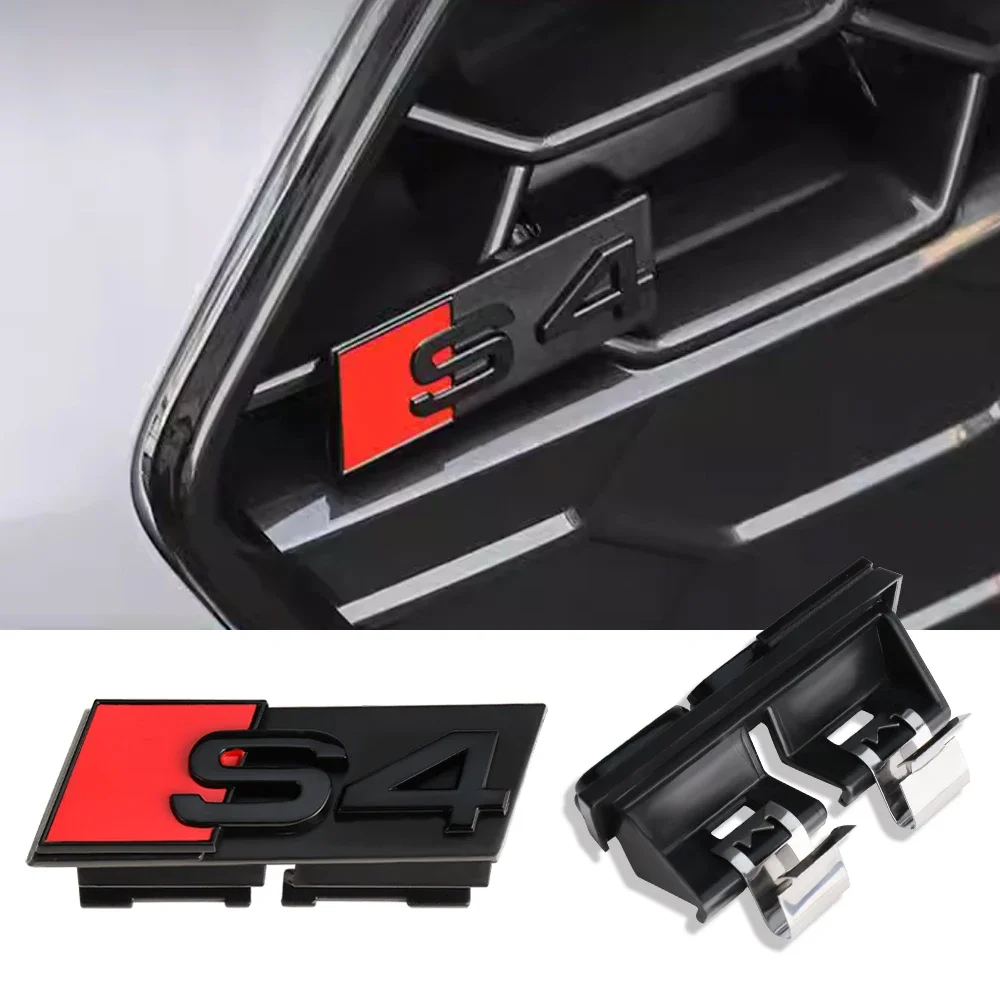 1pc ABS Plastic Car Goods Emblem Grill Front Hood Badge Grille buckle For Audi S4 S3 S7 S5 S6 Auto Styling Accessories stickers