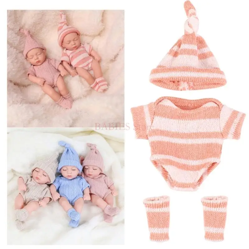 Sweet Romper&Leg Warmer&Hat Set Uniform Costume Set Suitable for 7.87in Realistic Baby Dressing