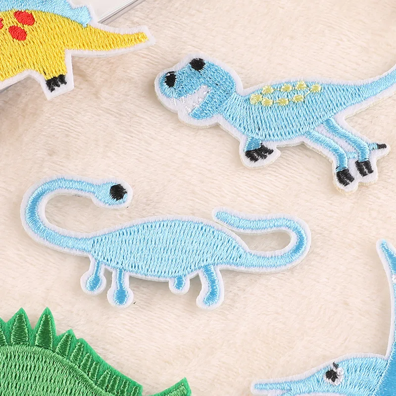 Color Dinosaur Embroidery Badges Iron On Patches On Clothes DIY Dress Jean Hat Clothing Accesories Cartoon Applique Stickers