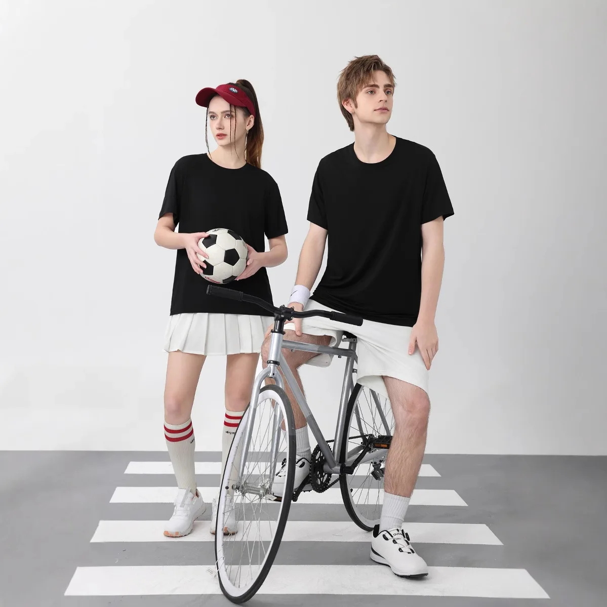 Breathable Sporty Short Sleeve round Neck T-Shirt Pure Color Outdoor Summer Cool Feeling Loose Fit Geometric Pattern T-Shirt