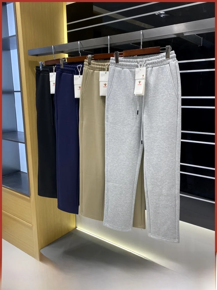 

Удобные мужские повседневные брюки из воздушного хлопка с прямыми штанинами Spor Sle, весна-осень, новый дизайн, трикотажная эластичная талия, средняя талия