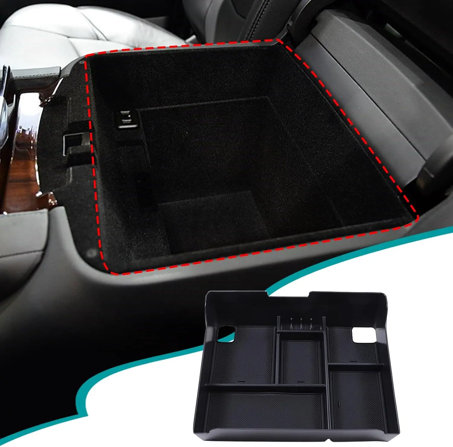 

1PCS ABS Center Console Insert Organizer Tray Storage Box For Cadillac Escalade 2015 2016 2017 2018 2019 2020 Stowing Tidy Box