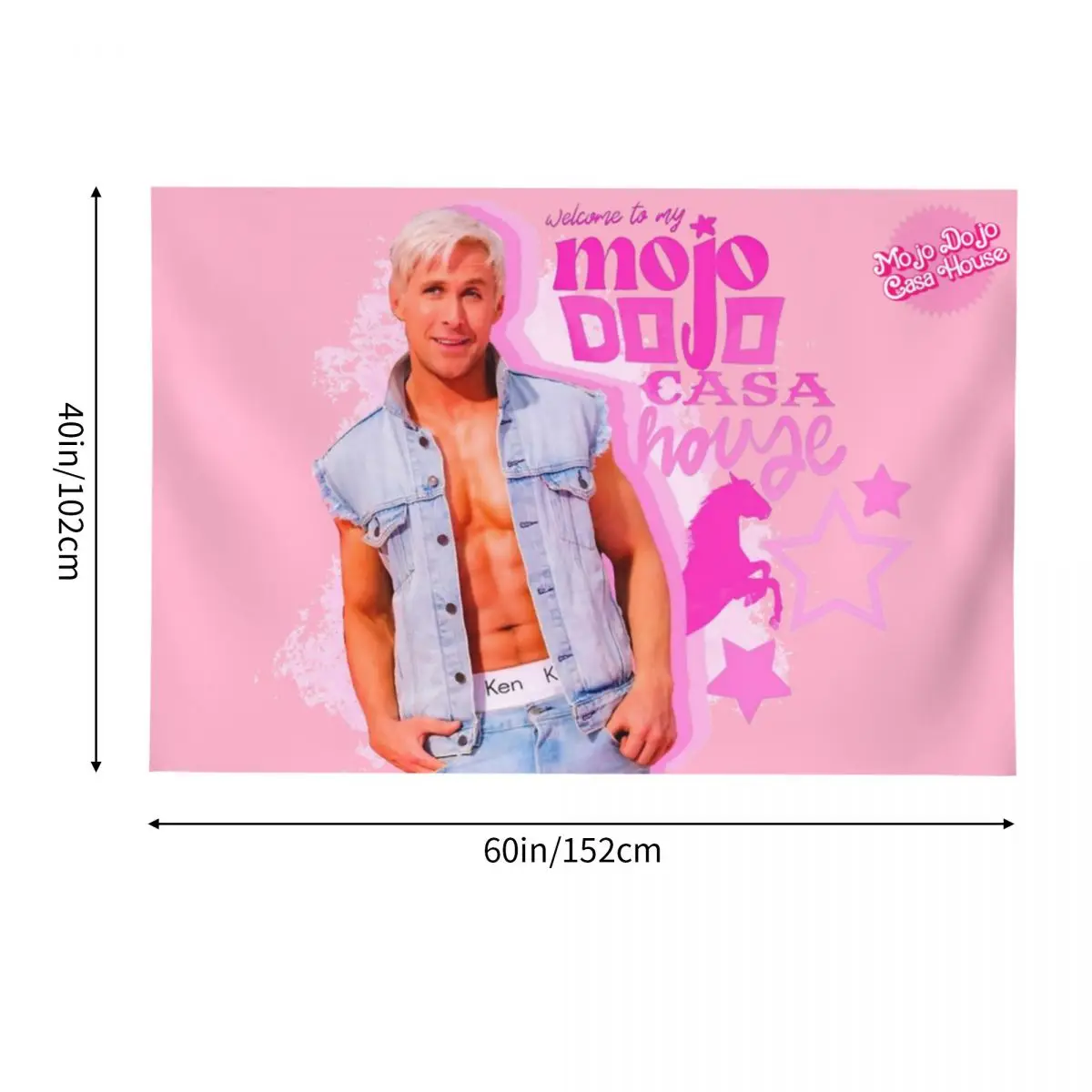 Welcome To My Mojo Dojo Casa House Tapestry Pink for Bedroom College Dorm Party Ryan Gosling Kenergy Decorations Merch Tapestry