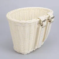 Front Handlebar Bicycle Basket Multifunction Traditional Bicycle Basket Waterproof Hand Woven Bike Basket for Kids Children Bike