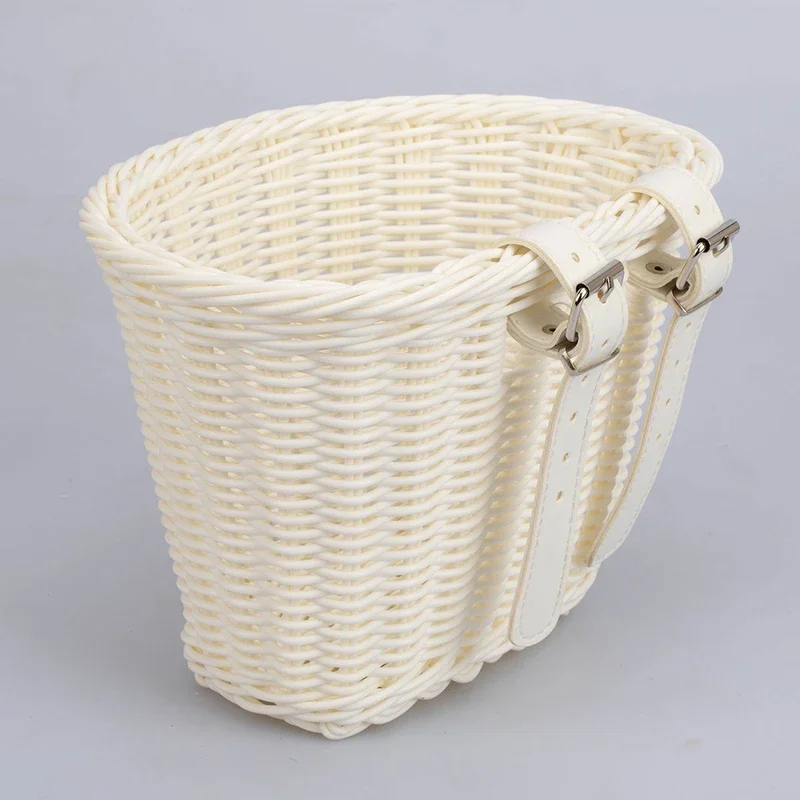 Front Handlebar Bicycle Basket Multifunction Traditional Bicycle Basket Waterproof Hand Woven Bike Basket for Kids Children Bike