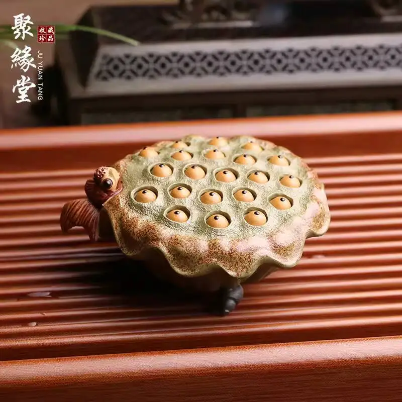 High-Quality Purple Clay Pet Ornament, Pod, Lu Guojun's Fully Handmade Lotus Seed And Goldfish Toy, Table, Kung Fu Tea Set, Can