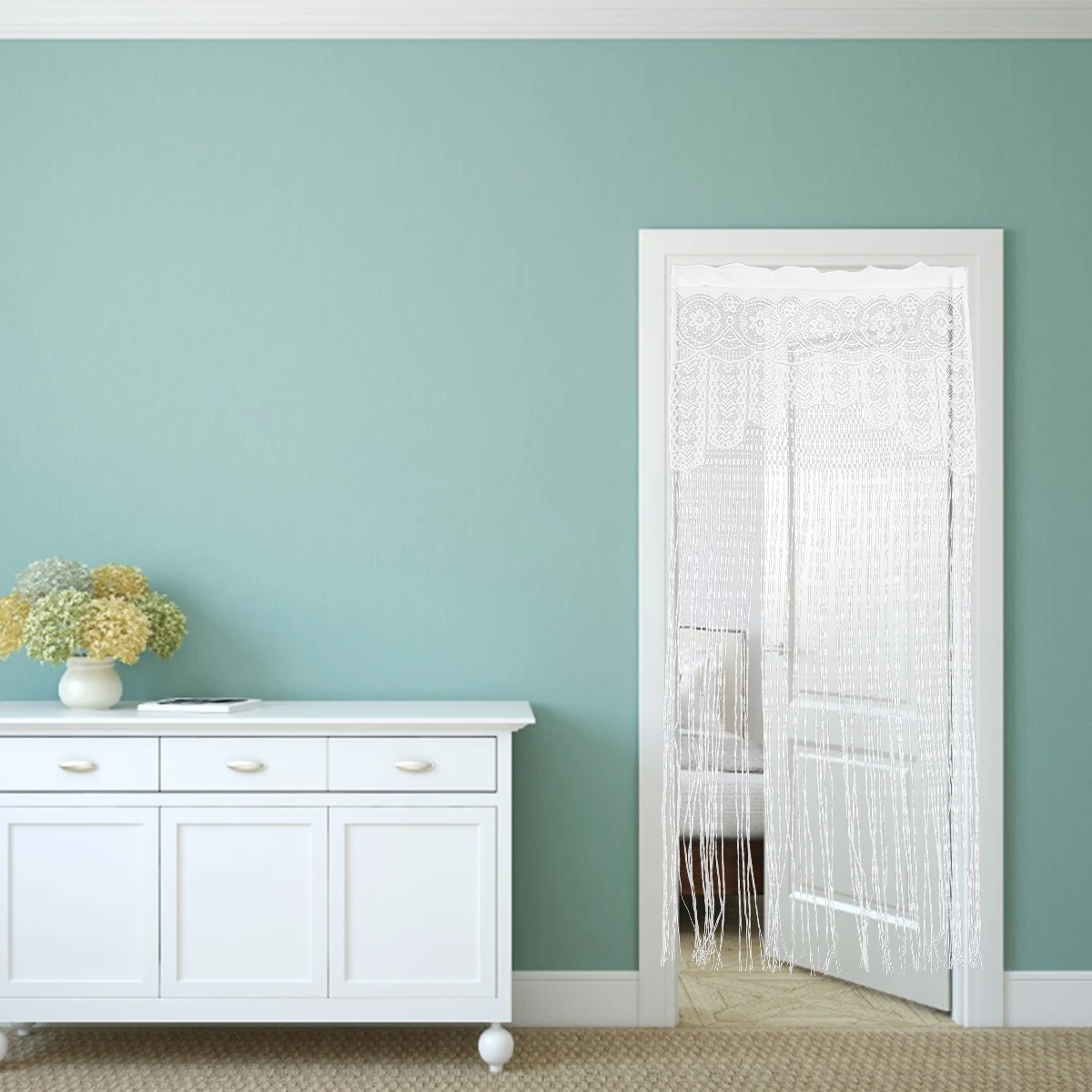 

Кружевная прозрачная занавеска, романтический подвесной тюль для перегородки комнаты, домашний декор, декоративная дверная занавеска, макет