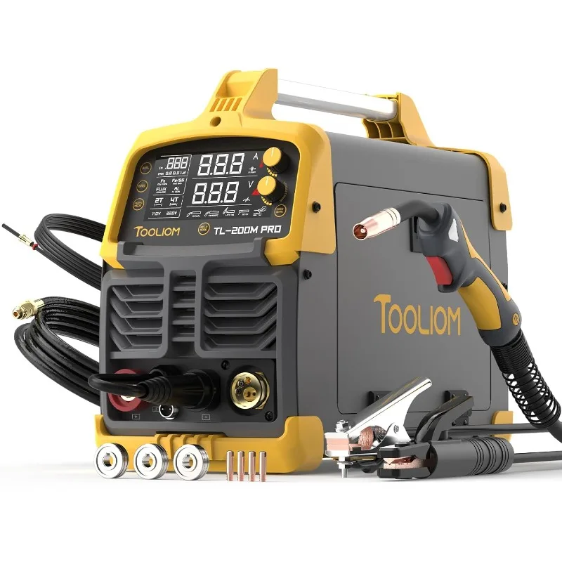 TOOLIOM 200A MIG Welder 4 in 1 MIG/Flux MIG/Lift TIG/Stick Welder 110/220V Dual Voltage Aluminum Welding Machine Spool Gun