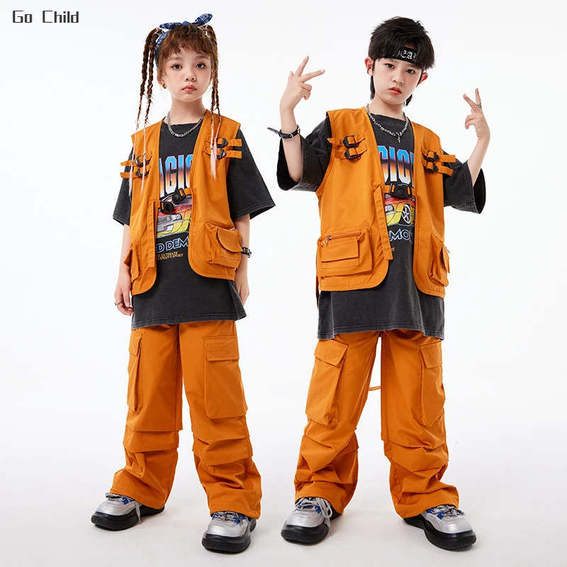 

Hip Hop Girls Vest Cagro Pants Boys T-shirt Cool Street Dance Shorts Children Streetwear Kids Jazz Costumes Teens Clothes Sets