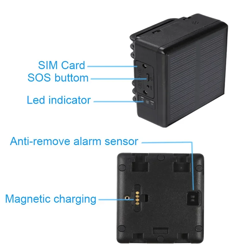 Solar Animal GPS Tracker Anti-removal Alarm Portable WiFi GPS Locator Waterproof Anti-lost Tracker for Cow Cattle Sheep Horses