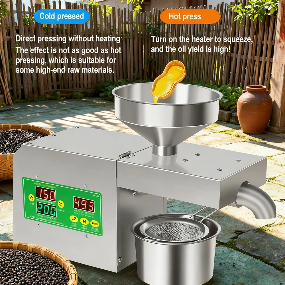 Пресс для холодного и горячего масла из нержавеющей стали для домашнего коммерческого использования, машина для экстракции льна, семян, арахиса, кунжутного масла, кухонная техника