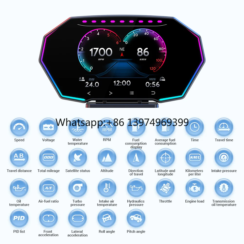 New F11 GPS Car Head-Up Display with 2 HUD Type Speed Water Temp Overspeed & Security Alarm Features