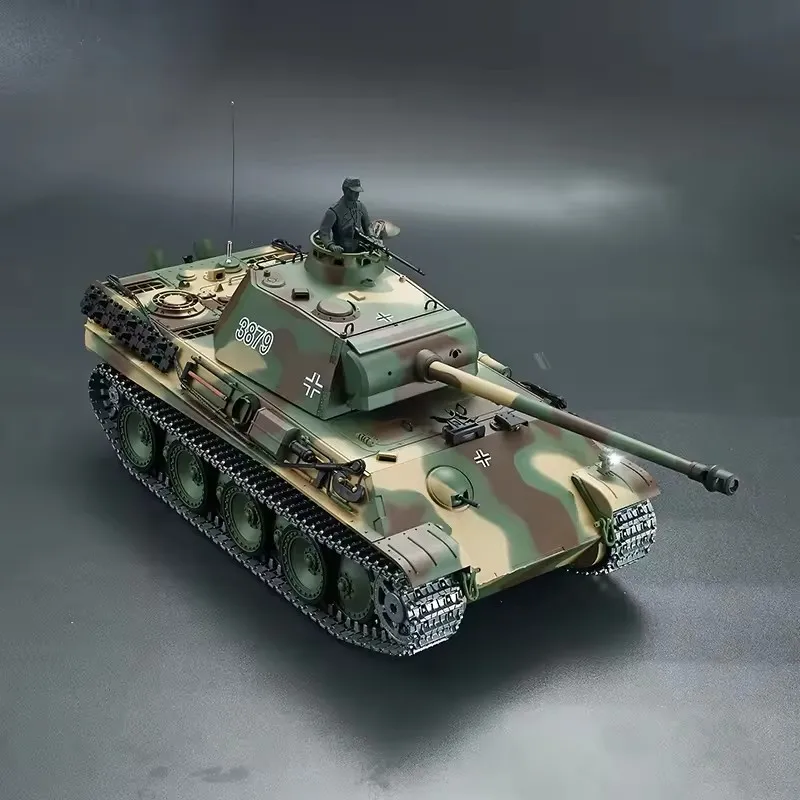 Henglong 3879 1/16 plástico alemão pantera g rtr rc tank7.0 - 2.4g, função de tiro e fumaça bb para presente de aniversário
