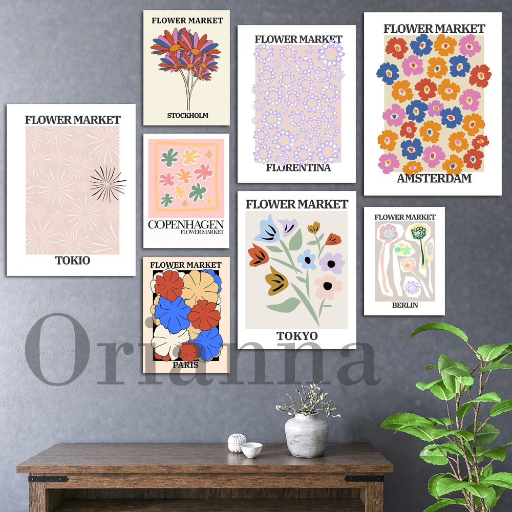 Tokyo Amsterdam Berlin Stockholm Copenhagen Florentina Paris Tokio Flower Market Poster Matisse Flower Wall Print Florist Gift