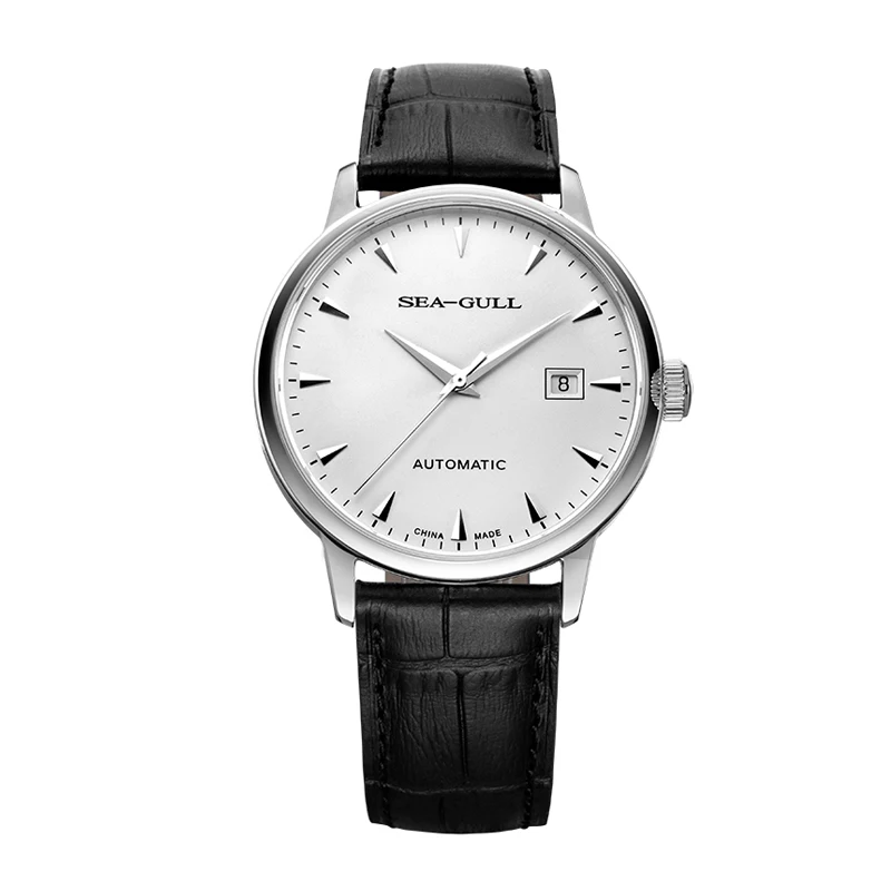 2023 Seagull Men\'s Mechanical Wristwatches Business Calendar Watch 50m Waterproof Leather Buckle Mens Watches 819.613