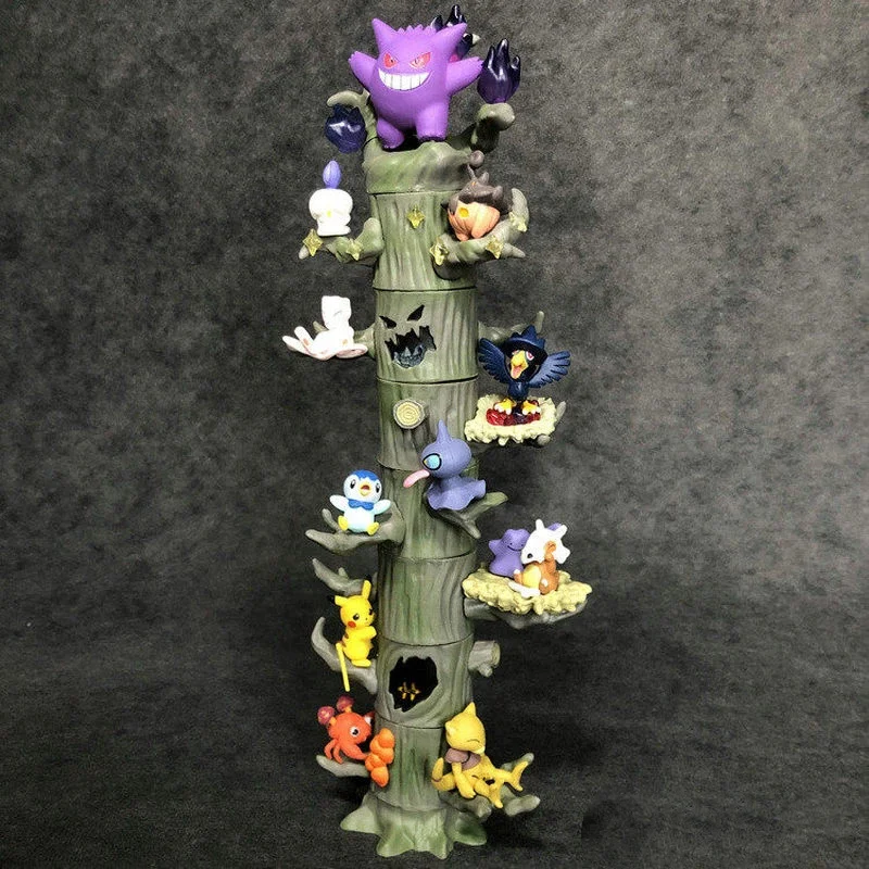 8pcs-set-pokemon-dark-forest-3-stackable-tree-stump-figure-gengar-mew-mini-figurine-desktop-ornament-diy-assemble-model-toy-gift