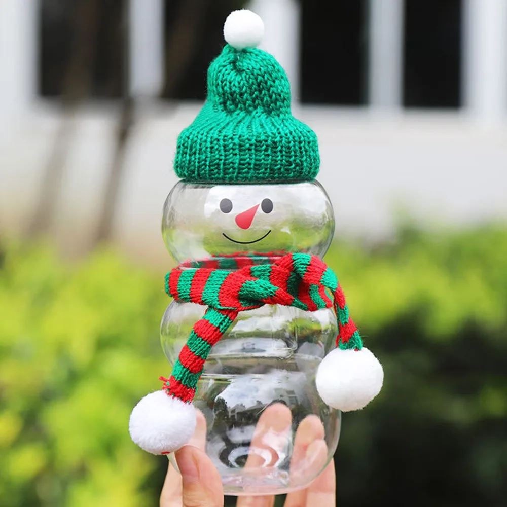 Gifts 500ml Christmas Candy Jars Thick Christmas Snowman Shaped Snacks Storage Bottle Multi-function for Wedding Plastic Bottle
