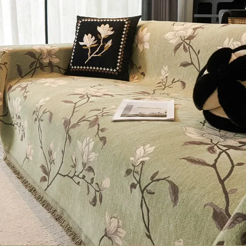 Vintage American Style Sofa Cover Chenille Sofa Towel Anti Cat Scratch Light Luxury Cushion Cover Blanket Home Textile