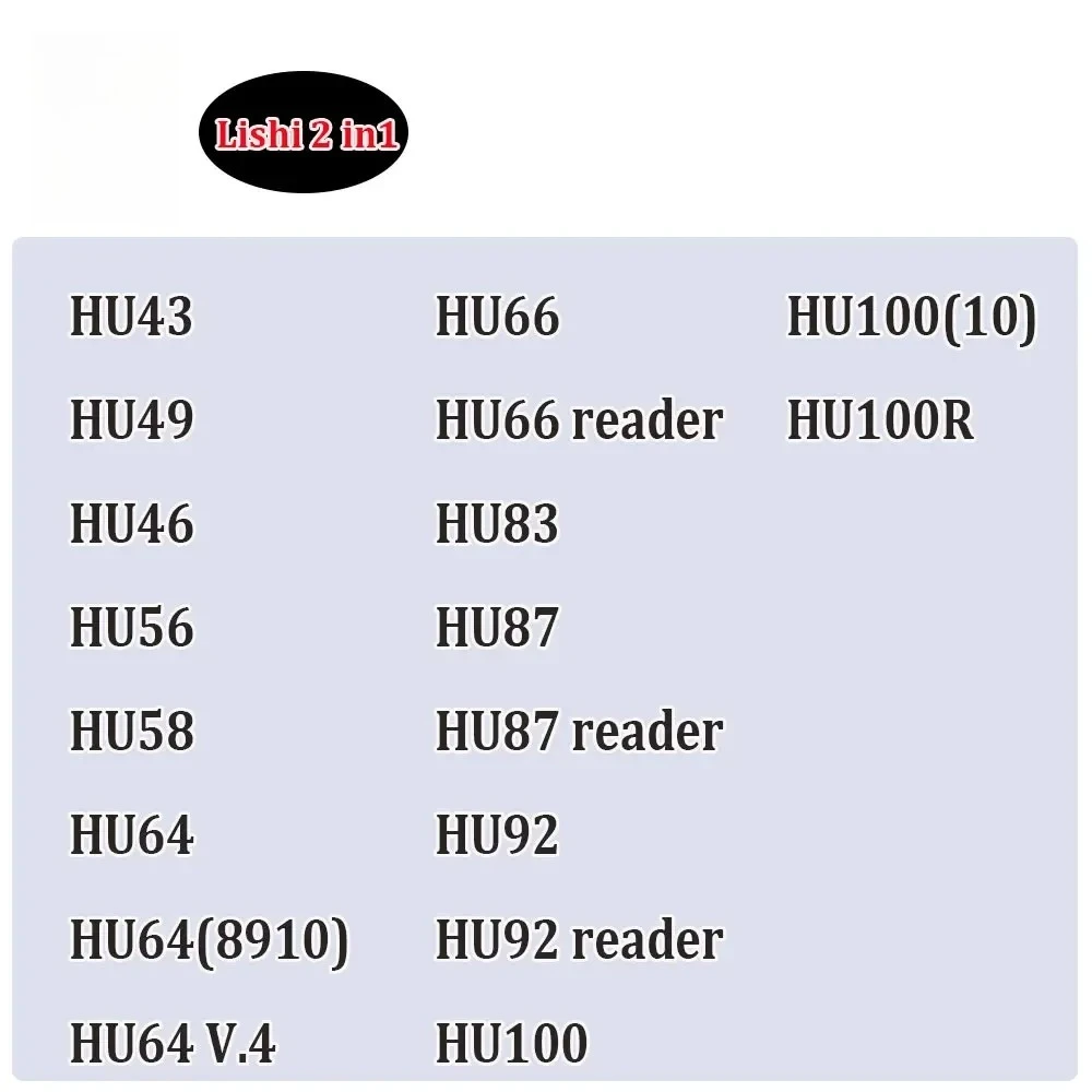 Lishi Tool 2 in1 HU43 HU46 HU49 HU56 HU58 HU64 HU64(8910) HU64v.4 HU66 HU83 HU87 HU92 HU100 HU100(10) HU100R Locksmith Tool