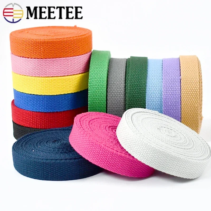 Meetee 5Meters 20/25/32/38mm Polyester Cotton Webbing Tape Canvas Backpack Ribbon Belt Sewing Bias Binding Clothing Accessories