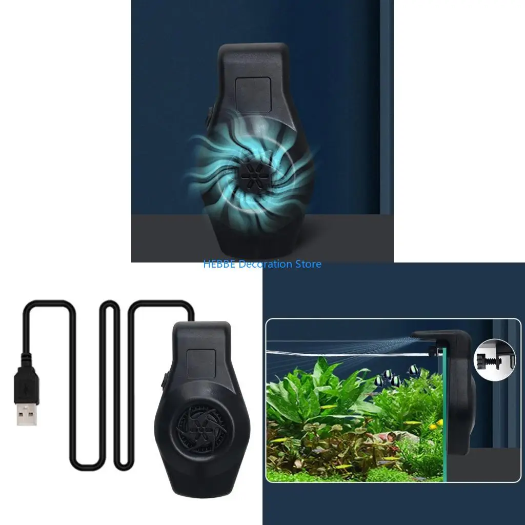 B0KC Fish Tanks Air Cooler Fan Hangable Home Aquariums Heat Humidity Reducers Cooler