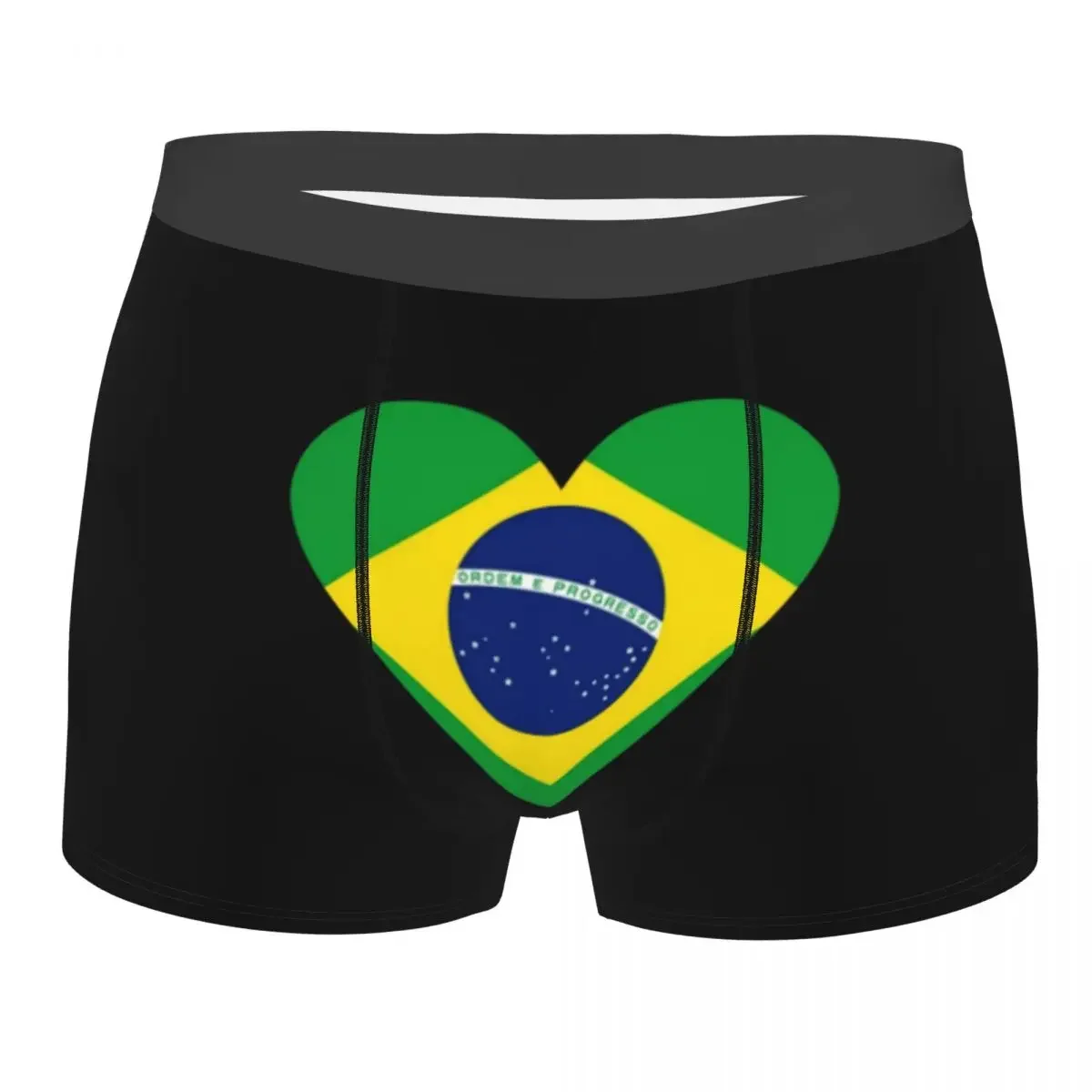 National Flag Of Brazil Underwear Men Sexy Printed Customized Brazilian Heart Boxer Shorts Panties Briefs Soft Underpants