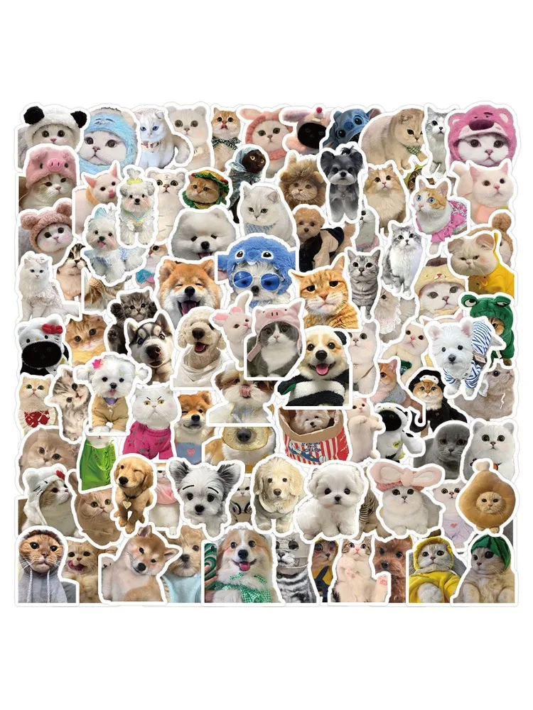 AliExpress NONE 200 Pcs Adorable Puppy Kitten Animal Stickers Waterproof Decor for Stationery Helmet and Bike Decoration RecordingYourLife Store