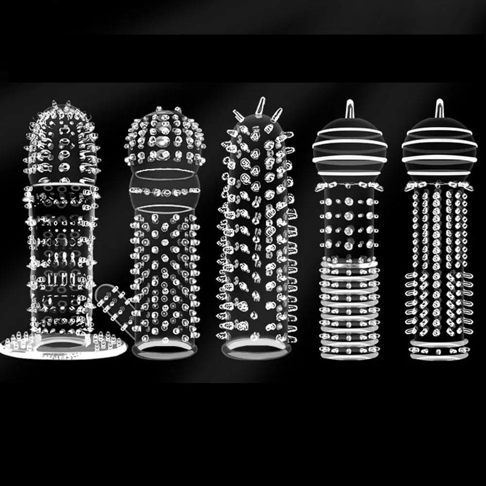 5 أنواع من أكمام القضيب المزخرفة لتحسين الإحساسات أثناء الجنس المختري، لعبة جنسية تحفيزية للرجال #1