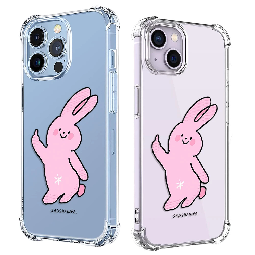 Pink Twisted Rabbit Phone Case For iPhone 15 14 13 12 11 Pro X XS XR Max 7 8 Plus SE Mini Shockproof Soft Clear TPU Back Cover