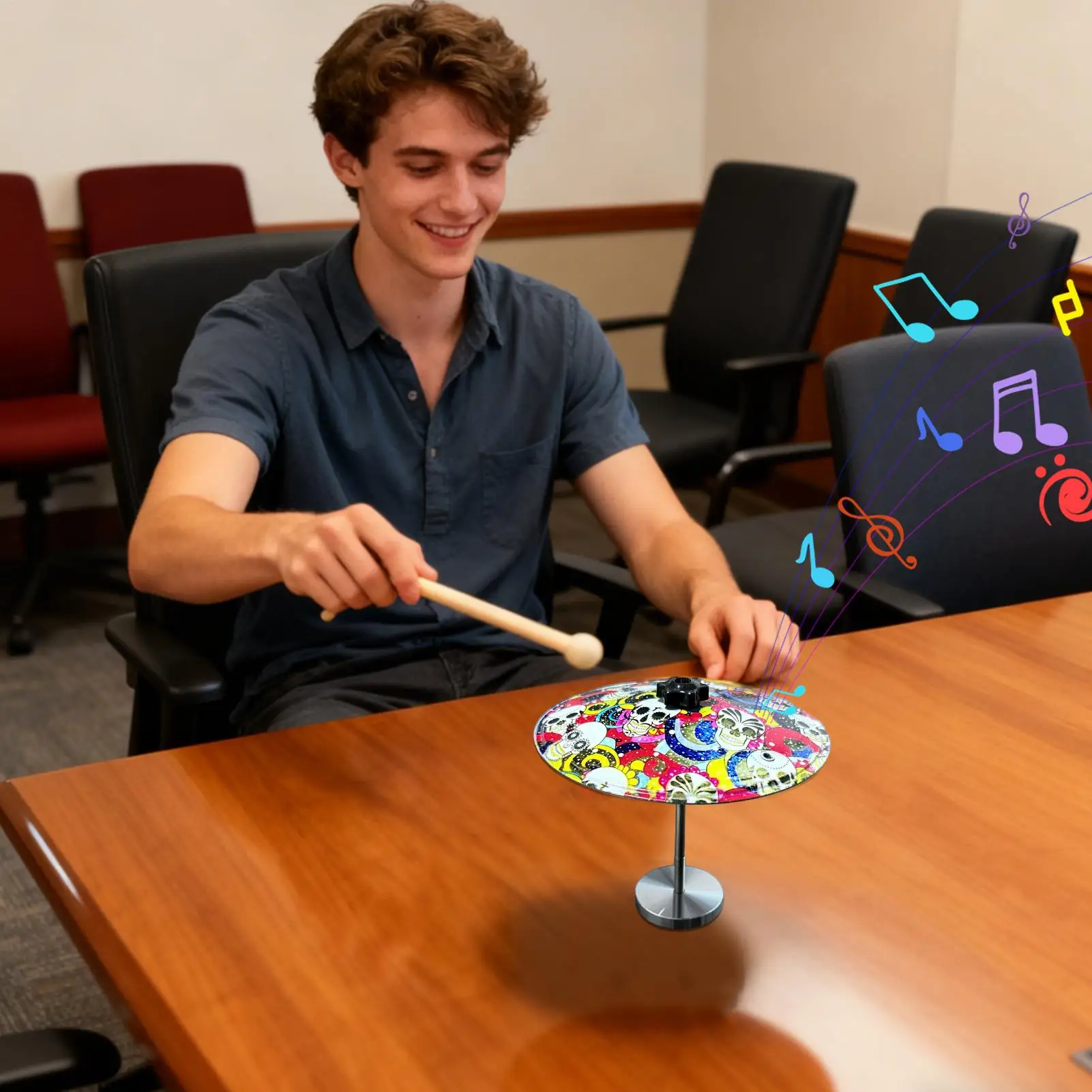 

Mini Toy Drum Funny Gadget With Drumstick Fidget Percussion Drum Miniature For Teens Adults Men Students Music Lovers Living