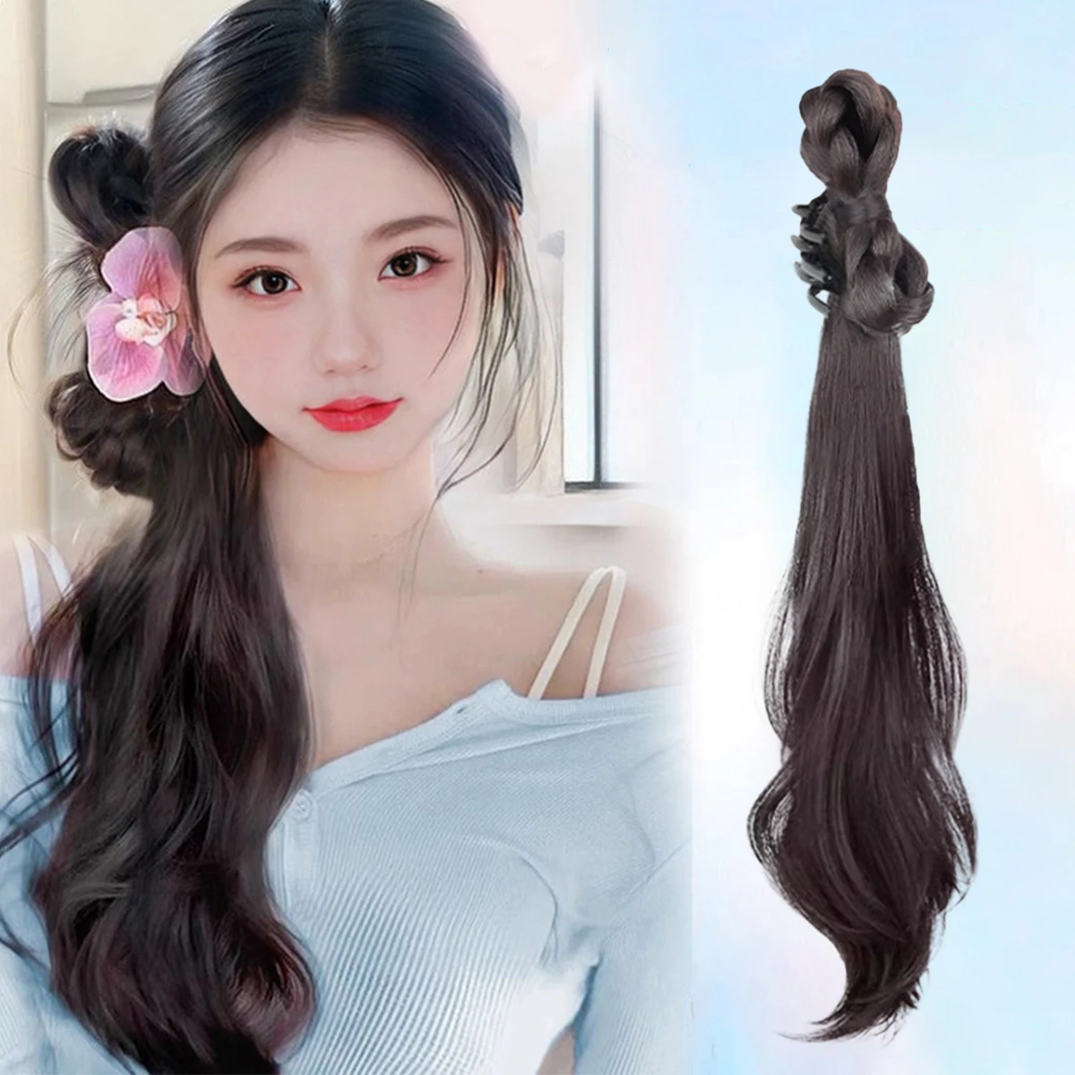 

Micro-curly Synthetic Lazy Catch Clip Ponytail Hair Extension Clip On The Side Of The Woman's Ponytail Hair Accessories Wig