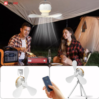 Mini Wireless 7200mAh Ceiling Fan Portable Rechargeable Desktop Fan with Remote Control LED Lighting Electric Camping Fan