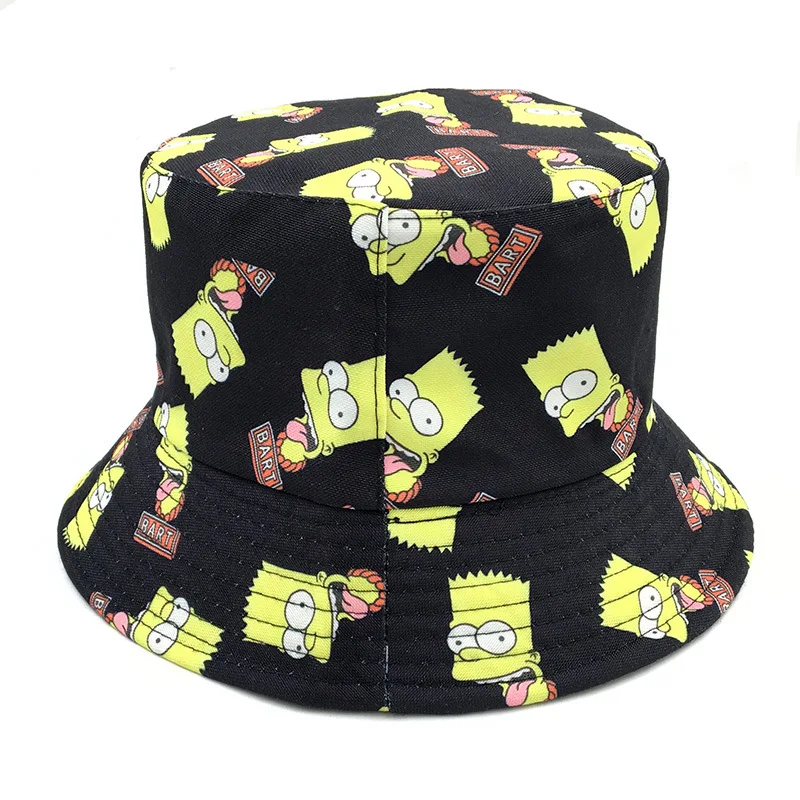 New The Simpsons Fisherman\'s Hat Bart Simpson Fashion Trend Men\'s Outdoor Sports Sunscreen Basin Hat Cartoon Creative Shade Hat