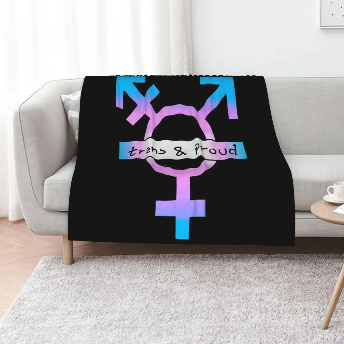 Trans and Proud Transgender Symbol Throw Blanket Stuffeds Beautifuls For Sofa Thin manga for sofa Luxury Thicken Blankets