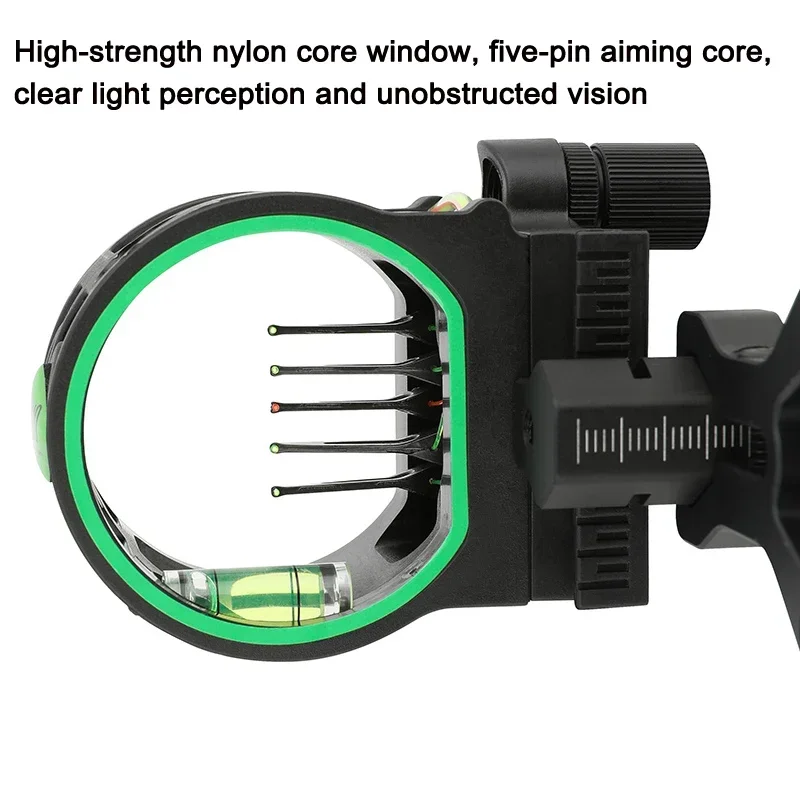 Archery 5 Pins Bow Sight  Left Right Hand Aluminum Alloy Adjustable Compound Recurve Bow Sight for Bow and Arrow Accessories view 4