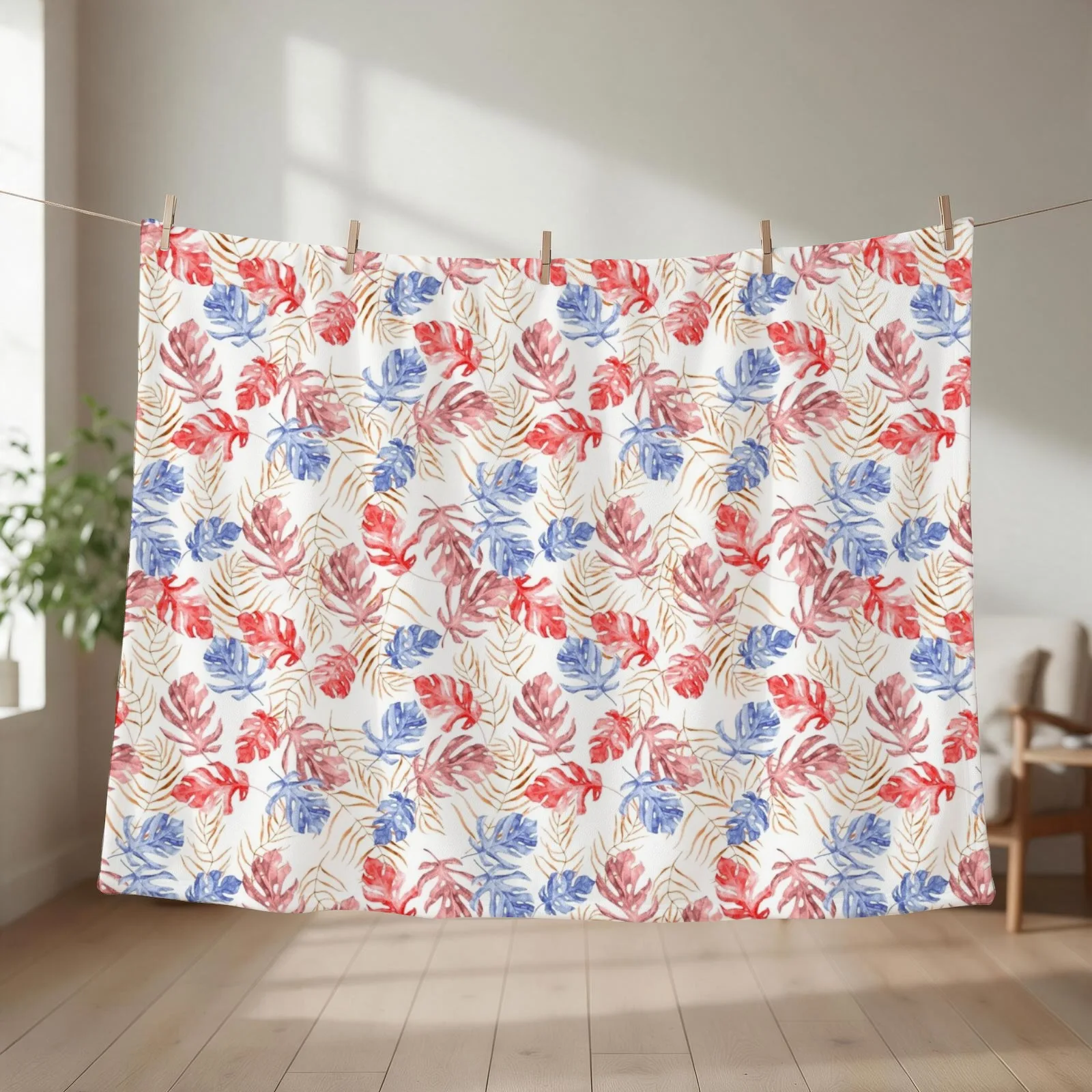 Hawaiian design with tropical fern leaves Throw Blanket Sofa Quilt Thin Thermals For Travel Beach Blankets