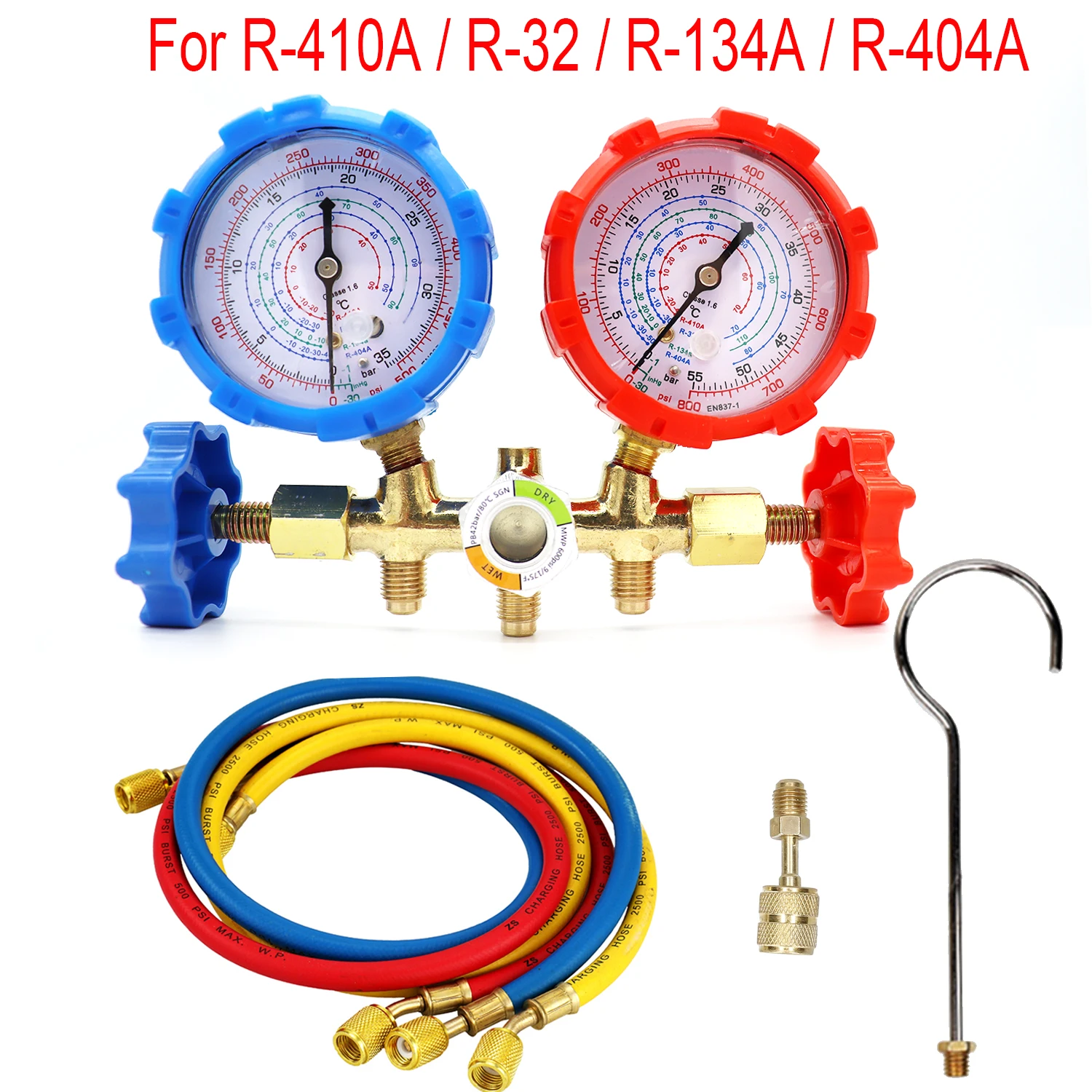 Air Conditioning Tool for R410A R32 R404A R134A Refrigerant Manifold Instrumentation Air Conditioning Refrigeration Kit withHose