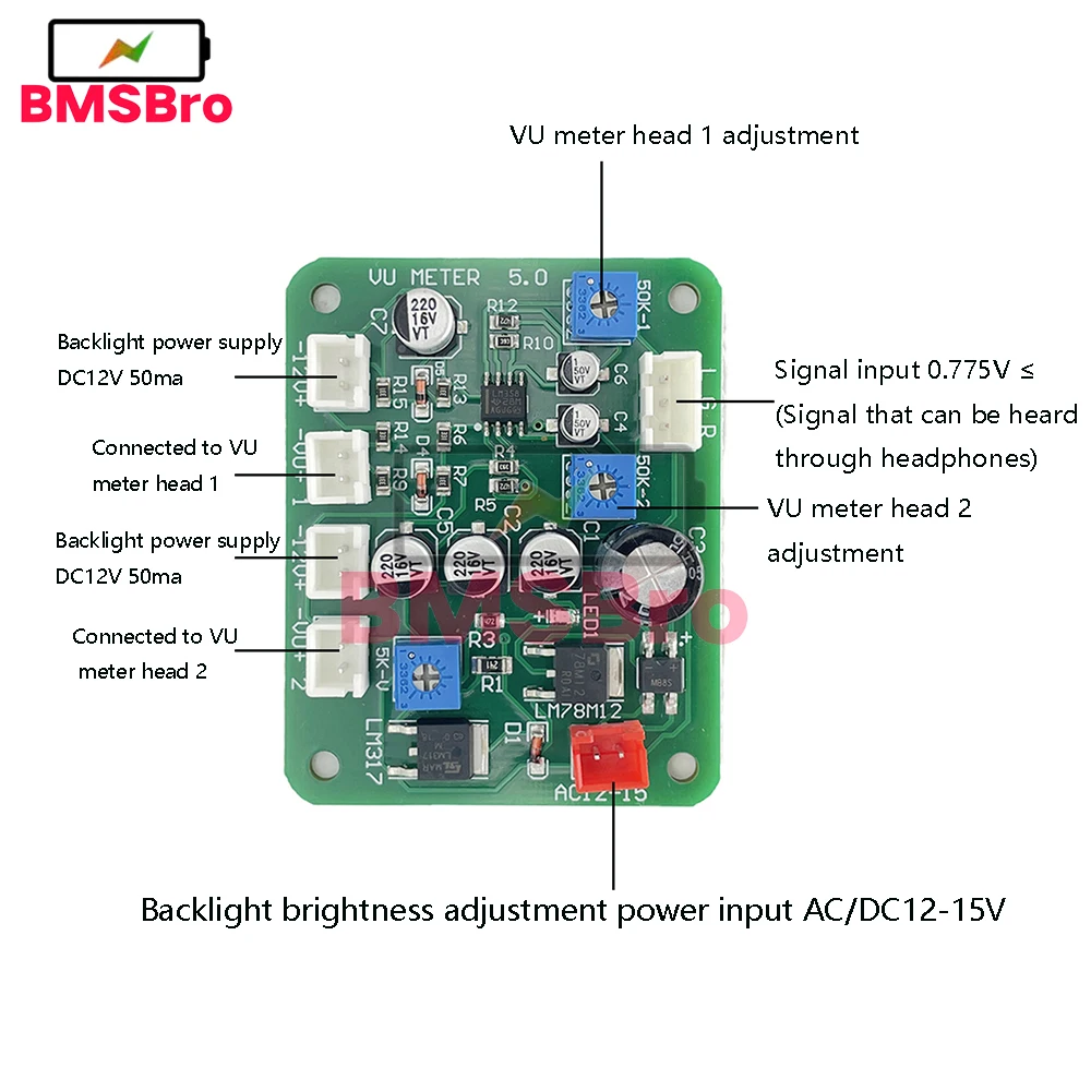 VU Level Audio Meter Stereo Amplifier Board+2pcs VU Meter 9-12V DC Stereo Amplifier Board Level Indicator with Driver Module