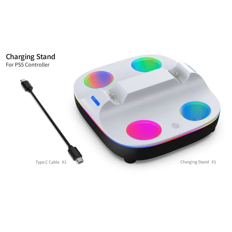 Auto Power Off Quick Charge Dock for Dual Sense Edge& PS5 Grip with RGB Colorful Lights TP5-35115