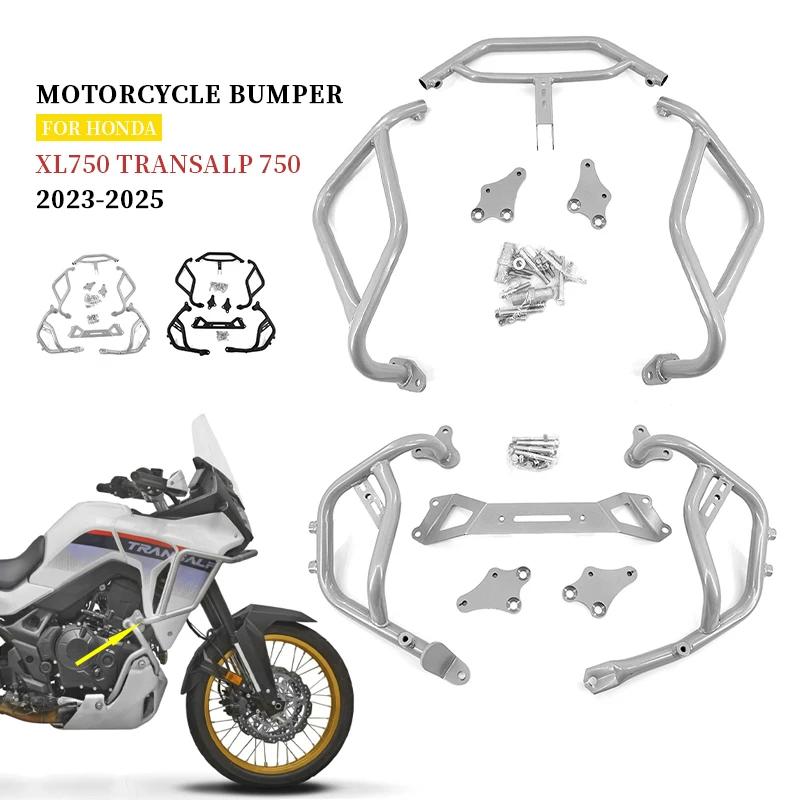For XL750 TRANSALP 2023-2025 Iron Crash Bar Engine Guard Protective Frame Bumper Motorcycle GDREYE Accessories
