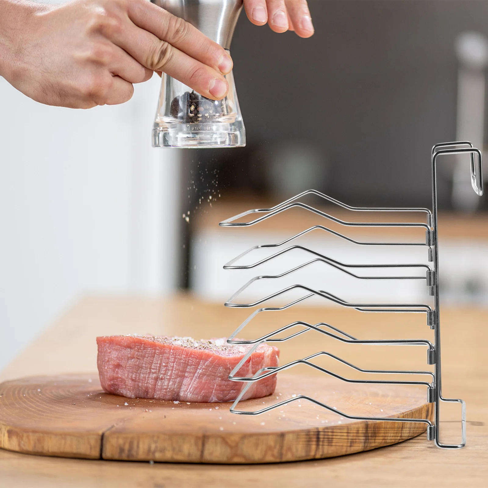 

5 Pieces Stainless Steel Steak Rack Steak Divider Heavy Duty Beef Sous Vide Rack Holder Stainless Steel Dividers