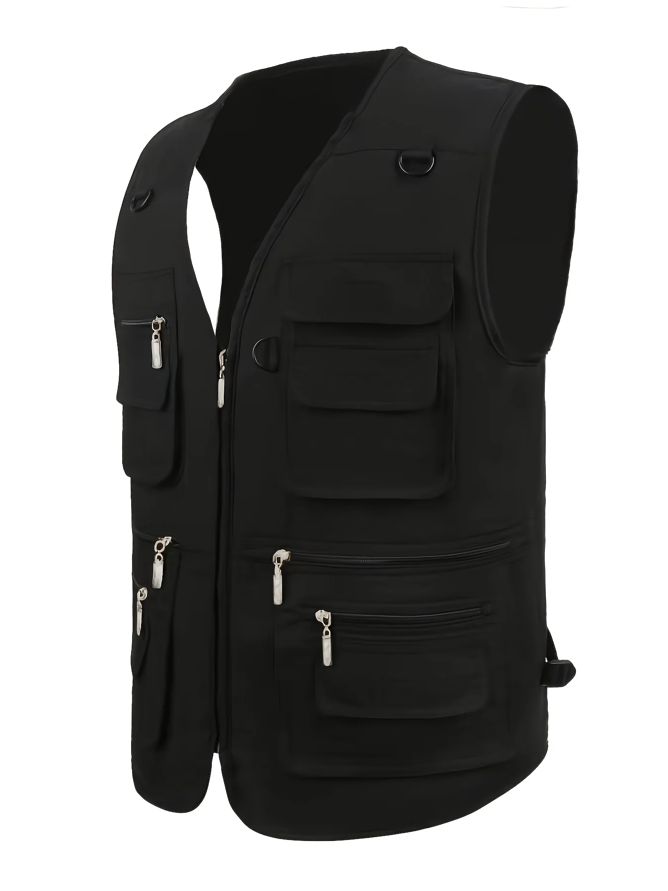 

Plus-Size Men's Poplin Zip-Up Multi-Pocket Vest, Casual Zip-Up Vest, Suitable for Spring and Summer Outdoor Travel, Sports, Fishing, Hunting, Photography, Practical Workwear, Lightweight Tech-Inspired Vest, Plus Size