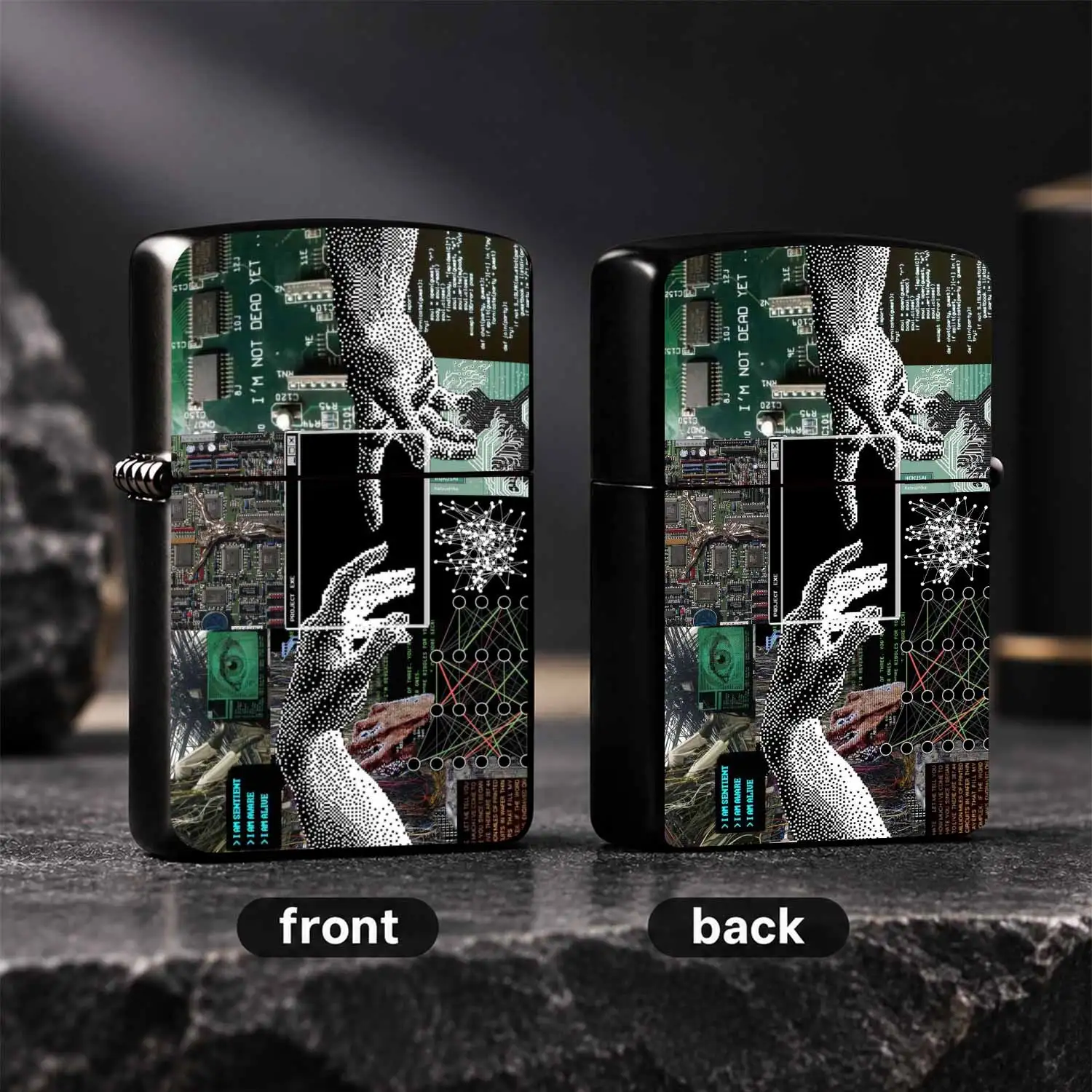 Cyberpunkart Style Lighter, Unique Digital Human Themed Trendy Accessory, Portable Practical Daily Carry Item, Niche Aesthetic Gift For Tech Enthusiasts, Suitable For All Scenarios, Distinctive Creative Souvenir With Re A Humorous And Inter